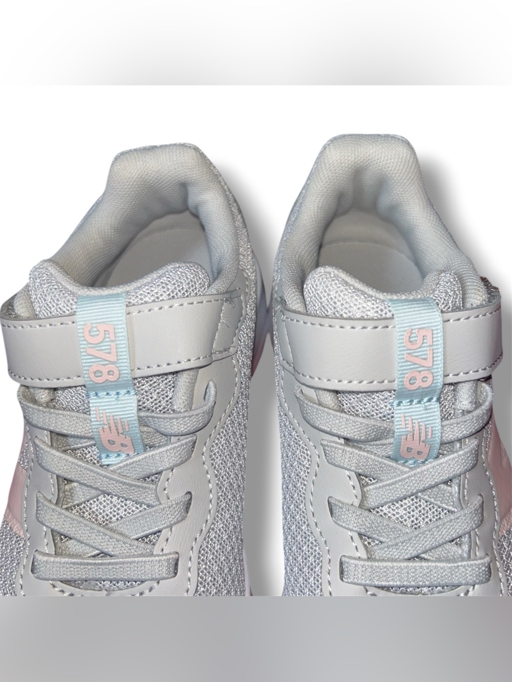 New Balance Kids Light Gray & Pink Mesh Sneakers Toddler Girl size 12 - Picture 5 of 8